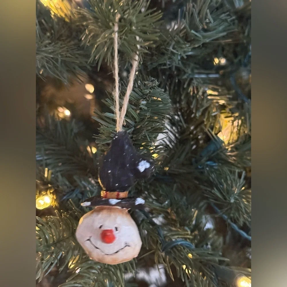 Vintage 1980’s Charming Snowman Ornament with Black Hat